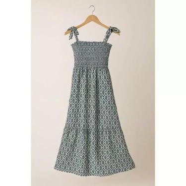 Imagem de Vestido soltinho estampado com lastex - Sem marca, Arabesco, GG