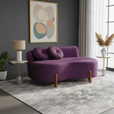 Imagem de Sofá Decorativo Curvo Orgânico Living Veludo Roxo - Montanaris Decor -