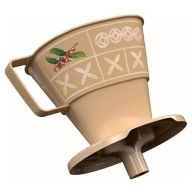 Imagem de Suporte de filtro de café bege | gotejador reutilizável | Ferramenta de preparação de bancada sem BPA | Garrafa de funil de cone de plástico, compatível com garrafa térmica