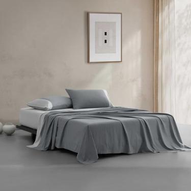 Imagem de Calvin Klein - Jogo de cama king size, roupa de cama de algodão macio amanteigado com bolsos profundos, leve para conforto durante todo o ano, lençóis de cama de 3 peças com fronhas combinando (azul