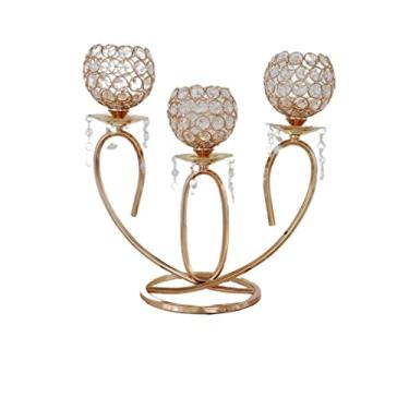 Imagem de Castiçal de ouro com revestimento de casamento europeu copo de vela de arte de ferro romântico à luz de velas de jantar ornamentos de castiçal