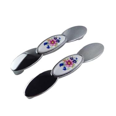 Imagem de CXYFQUUK Puxador de cerâmica para móveis, porta deslizante, gaveta, guarda-roupa, armários de cozinha, armário, cômoda, puxador de puxar, 2 peças