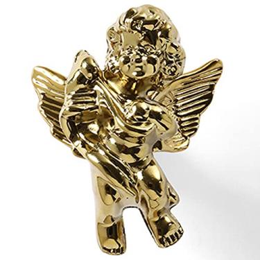 Imagem de Puxador de móveis de gaveta - Puxadores de gaveta de querubim francês, maçanetas modernas de porta de armário de latão, puxador de móveis de metal para armários de guarda-roupa - dourado (Cor : Ouro)