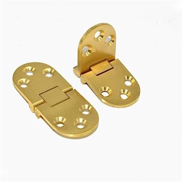 Imagem de Dobradiça de porta de armário dobradiça de armário dobradiça de cobre de 180 graus mesa dobrável dobradiça plana redonda dobradiças ocultas 2 peças (placa de espessura de 2 mm)