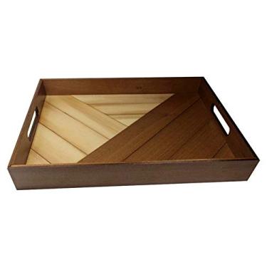 Imagem de Bandejas de servir bandeja de servir de madeira bandejas de servir para escritório bandeja de servir com alças bandejas para decoração de casa (cor: tília tamanho: 32,5 x 23,8 x 4,4 cm)