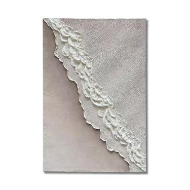 Imagem de Limiyer Arte pintada à mão praia onda paisagem arte pintura a óleo com textura branca estilo abstrato para decoração de parede de casa. 101,6 x 71 cm