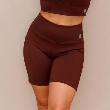 Imagem de Shorts Confortáveis com Bolso para Treino e Corrida - Cor Coffee - HNR