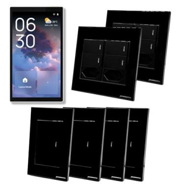 Imagem de Kit Automação Painel Central Inteligente Wi-Fi e Zigbee + Interruptores Preto Zigbee - Compatível com Alexa e Google Assistente