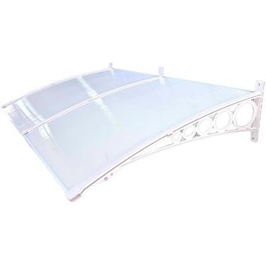 Imagem de Toldo Policarbonato 2,35x0,50m Cobertura para Portas e Janelas Imperial com Fita de Vedação – Proteção Residencial e Comercial com Filtro de Raios UV (MILK COM BRANCO)