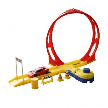 Imagem de Pista de Corrida Infantil com Loop Radical, Conjunto com 6 Carrinhos, Base Amarela, Acessórios de Pista, Brinquedo para Crianças