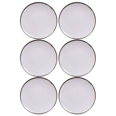 Imagem de Jogo 6 Pratos Sobremesa Tramontina Canyon 21cm em Porcelana Decorada Cozinha Servir Tortas Doces