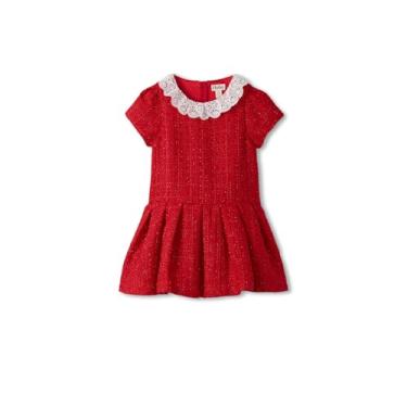 Imagem de Hatley Vestido de renda com gola para meninas (bebê/criança pequena), Vermelho, 4