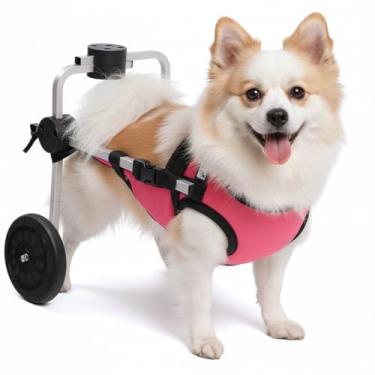 Imagem de Cadeira de 2 Rodas Para Cachorro Tam PP com Colete Rosa Ajustável Pata Traseira Paraplegia Reabilitação Paralisia Idoso Pet Best Soluções