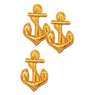 Imagem de Mini âncora dourada pequena marinha marinheiro naval ferro em remendos crianças bordado aplique bordado para roupas, vestidos, jeans, chapéus, sapatos, camisas, jaquetas/lote de 3 peças