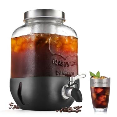 Imagem de Cafeteira Cold Brew, máquina de fermentação a frio, 1 galão com filtro de aço inoxidável, jarra de cerveja fria com torneira de aço inoxidável, máquina de chá gelado com tampa hermética, cafeteira