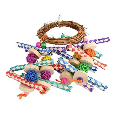 Imagem de Acouto Brinquedo de Mascar de Vime - Balanço de Suspensão Seguro para Pássaros Pequenos, Incentiva o Exercício e a Diversão, para Calopsitas e Tentilhões