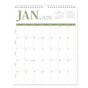 Imagem de Guasslee Calendário de parede 2025, calendário vertical de parede 2025, janeiro de 2025 a junho de 2026, 35,5 x 29,2 cm, calendário de papel destacável de 18 meses, encadernado em espiral, planejador