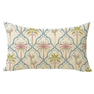 Imagem de Fjfz Capa de almofada decorativa de palmeira tropical 30,5 x 50,8 cm, planta botânica boêmia, retangular, decoração de casa, para uso ao ar livre, arco marroquino, capa de almofada para sofá e sofá