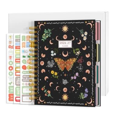 Imagem de Agenda semanal e mensal de 18 meses 2025 com capa dura espiral encadernada com adesivos e caixa de presente, caderno diário grande de janeiro de 2025 a julho de 2026