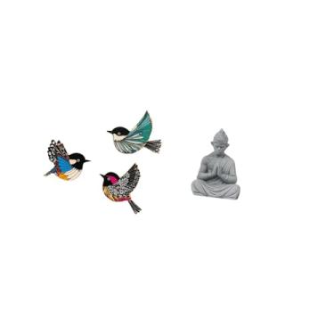 Imagem de Fenteer Arte de Parede de Pássaro de Madeira E Estátua de Buda de Macaco, Decoração de Fusão para Jardim, Sala de Estudo, Fazenda, Hotel, Pátio, Quintal, Escu