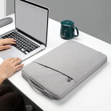 Imagem de Capa para laptop de 15,6 pol, bolsa protetora com bolso de acessórios para notebook HP Asus Dell Lenovo de 15-16 pol, cinza