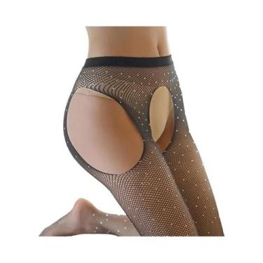 Imagem de Meia Calça plus Size Com Glitter E Rede, Abertura Na Parte Íntima, Bri