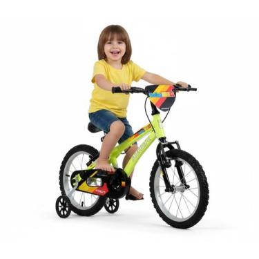 Imagem de Bicicleta Infantil Masculina Baby Boy Aro 16 Athor Rodinhas, Amarelo n