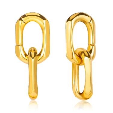 Imagem de DOEARKO 2 peças de calibres de orelha de aço inoxidável com elos de corrente para orelhas esticadas, lóbulos, tampões de ouvido, bijuteria corporal, 5mm, Aço inoxidável, Sem Pedra Preciosa