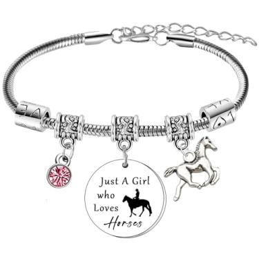 Imagem de Pulseira com pingente de cavalos, presentes para mulheres, amantes de cavalos, presentes para filha, irmã, sobrinha, amigas, presente de aniversário, presente de amizade, one size, Aço inoxidável, Sem