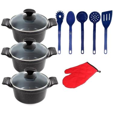 Imagem de Jogo Panela Preto Liso Cerâmica Talher Azul Javali Aal 26A30