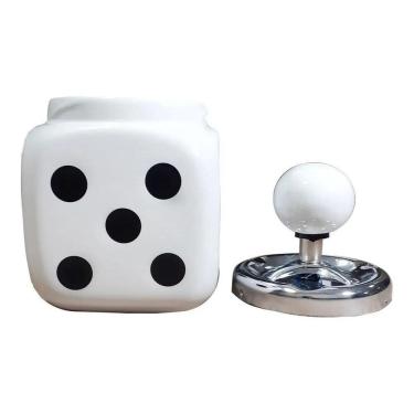 Imagem de Cinzeiro Dado Com Tampa Porcelana E Metal Cor Branco