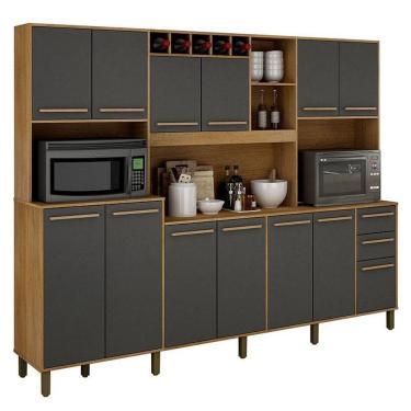 Imagem de Armário De Cozinha ágata Cinamomo Grafite - Valdemóveis