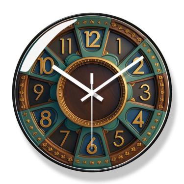 Imagem de Relógio de parede com design europeu vintage de 30 cm silencioso e sem tique-taque