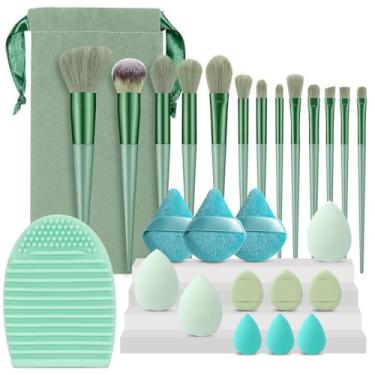 Imagem de Conjunto de pincéis de maquiagem para viagem, 26 peças, ferramenta de maquiagem premium, corretivos sintéticos, kit de esponjas de pó para iniciantes