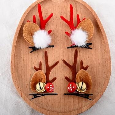 Imagem de Clipes de cabelo de chifres de rena de Natal para meninas, orelhas de veado, cosplay, acessórios de cabelo, fantasia de chifres de veado de Natal para mulheres, meninas, amigas, presentes de Natal
