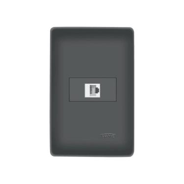 Imagem de Tomada Para Rede De Informática Fame Habitat Black Rj45 Cat6 8 Vias Com Placa 4x2 Preto