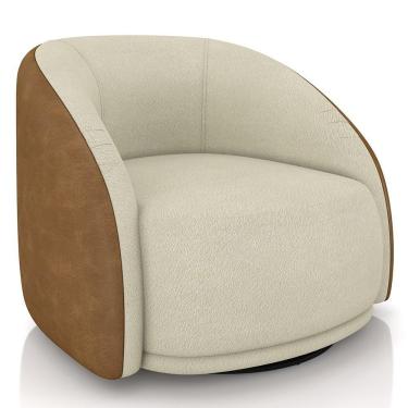 Imagem de Poltrona Decorativa Orgânica Giratória Lya M22 Boucle Bege/sintético Marrom - Mpozenato