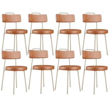 Imagem de Kit 08 Cadeiras Decorativas Estofada Sala Jantar Barcelona Arena L02 Couríssimo Camel - Lyam