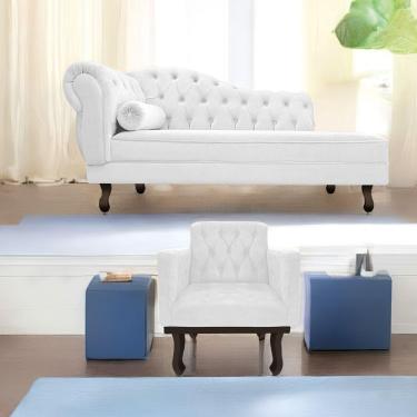 Imagem de Kit Diva Recamier Diana 185cm Lado Direito e 01 Poltrona Classic Corano Branco