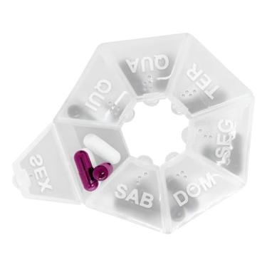 Imagem de Porta Comprimidos Semanal com 7 Divisórias, Plástico Resistente, 8,5 cm de Diâmetro, Organizador de Medicamentos Diário, Portátil para Viagem
