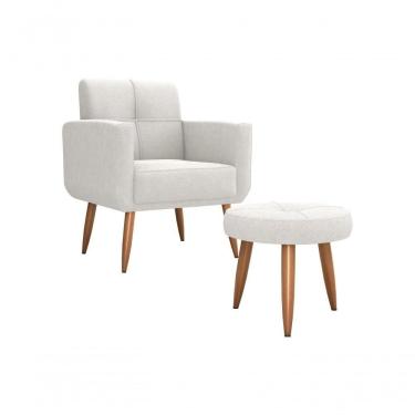 Imagem de Kit Poltrona Decorativa Sala + Puff Havana Matrix Bege