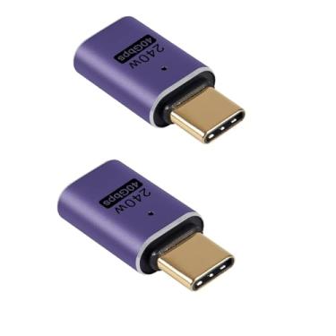 Imagem de 2 adaptadores USB C macho para fêmea, conector USB C macho para fêmea, extensor de adaptador USB tipo C suporta 240W, 40Gbps, 8K @60Hz para Steam Deck, MacBook, Thunderbolt etc. (M-F reto)