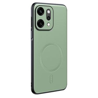 Imagem de HAOMRIYL Capa magnética para Oppo Find X9/X9pro, capa de telefone de couro minimalista fina proteção total da lente coldre à prova de choque, verde, X9Pro