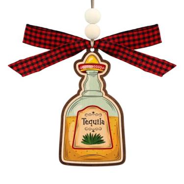 Imagem de Enfeites de tequila – Ornamentos de álcool de 4 x 9 cm para árvore de Natal, decoração de garrafa de tequila, decoração de vaso de janela de casa, lembrancinha de festa de Natal para amantes de
