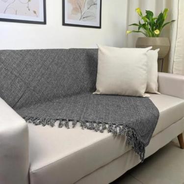 Imagem de Manta Macia para Sofá Grande Algodão Colorida (Mescla cinza, 2,40x1,50 m)