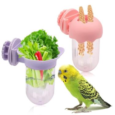 Imagem de 2 unidades de alimentador de vegetais para gaiolas de pássaros, com água, sem bagunça, alimentador suspenso para canário, periquito, periquito, calopsita, periquito, periquito, periquito, periquito