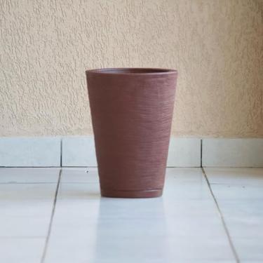 Imagem de Vaso de Planta e Flores Decoração Coluna Cone 39x29 Textura Grafiato Sala Jardim com Prato em Polietileno (Marrom)