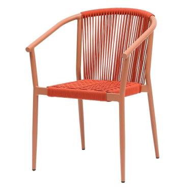 Imagem de Cadeira Empilhável Oliveta Rivatti 57 Cm (larg) Estrutura Alumínio Castanho Corda Náutica Terracota