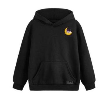 Imagem de Blusão Moletom Canguru Lua Astronauta Infantil Personalizado com Capuz e Bolso-Unissex