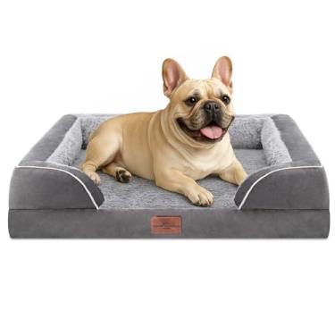Imagem de Comfort Expression Cama média para cães, impermeável, com espuma ortopédica, sofá-cama confortável para cães de tamanho médio e grande com capa removível lavável e fundo antiderrapante (M, cinza)
